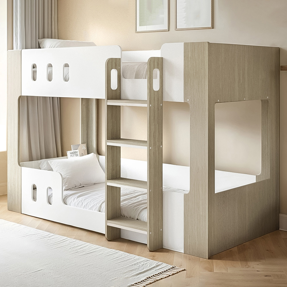 Flair Willow White and Oak Low Bunk Bed Image 1