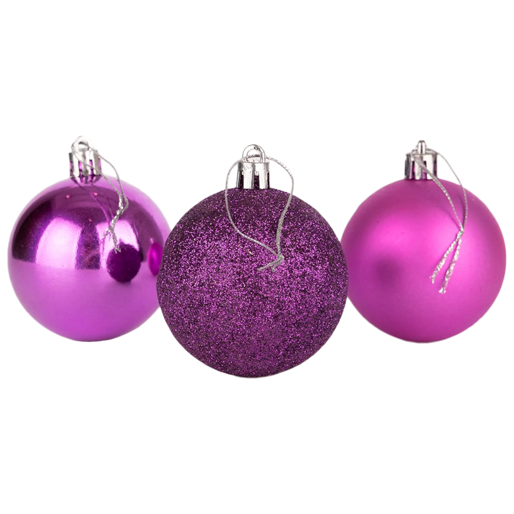 Shatchi 6cm Purple Shatterproof Christmas Baubles 6 Pack Image 2