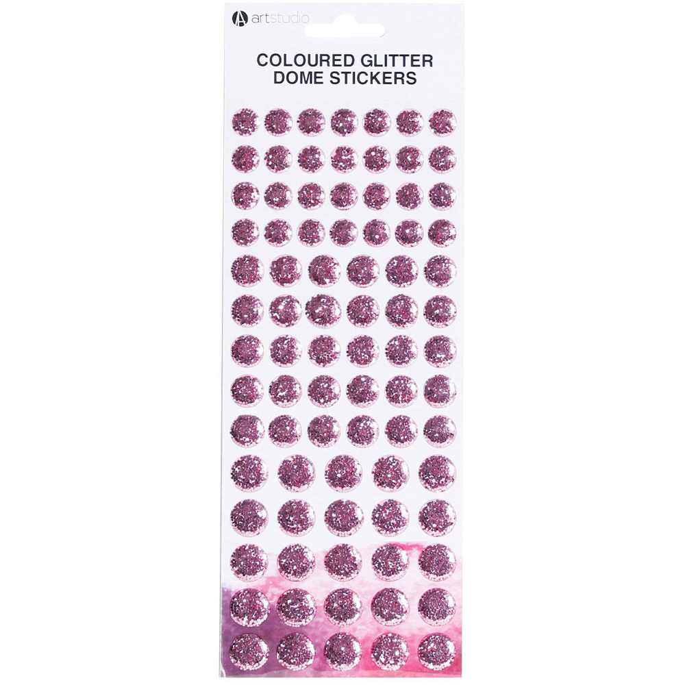 Art Studio Glitter Dome Stickers - Blue/Pink/Red Image 2