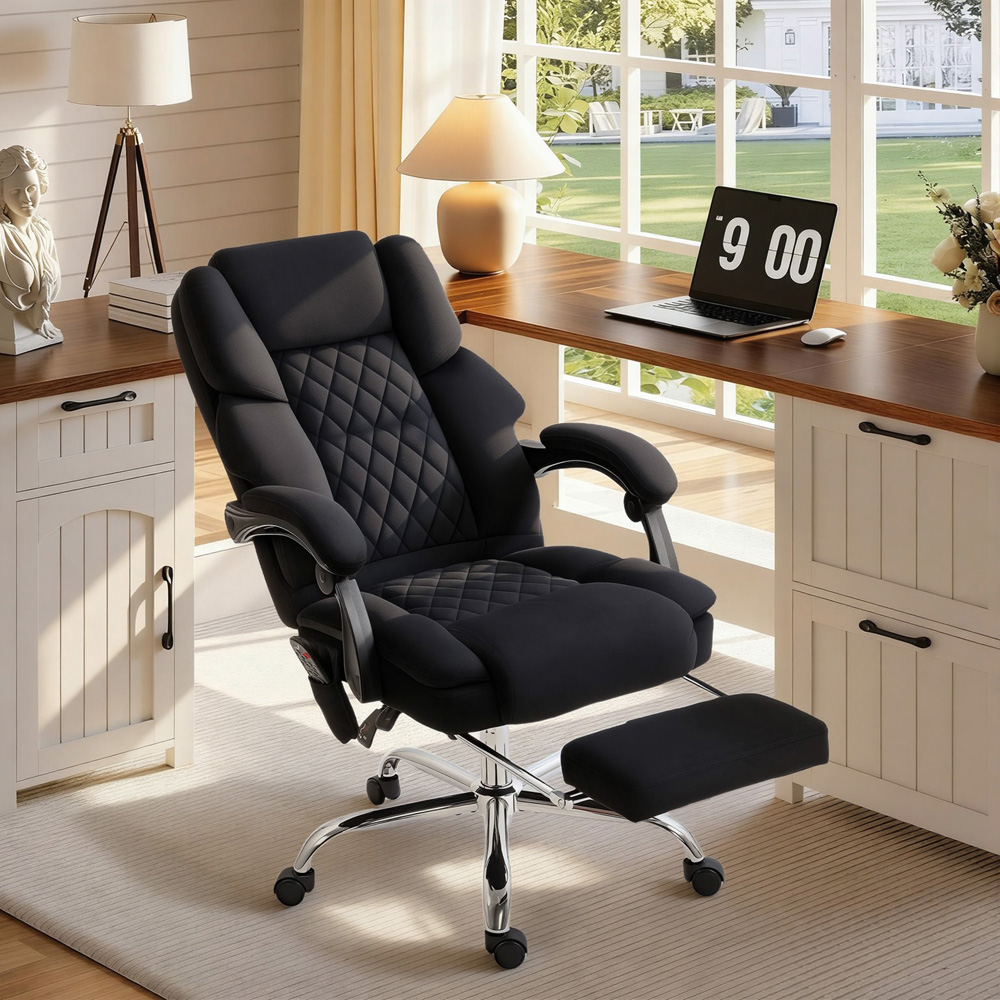 Portland Black Massage and Heat Reclining Office Chair Image 2