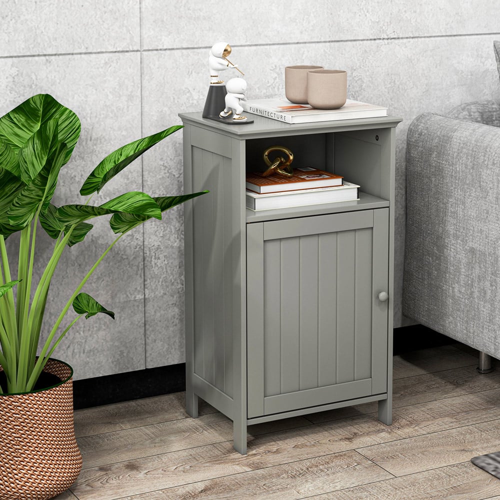 Costway Grey Single Door Single Shelf Side Cabinet Image 3