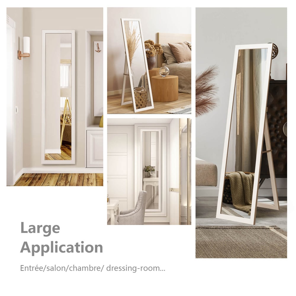 Costway White Wooden Full Length Mirror 153 x 37cm Image 4
