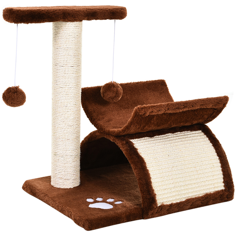 PawHut 43cm Brown Cat Activity Tree Image 1