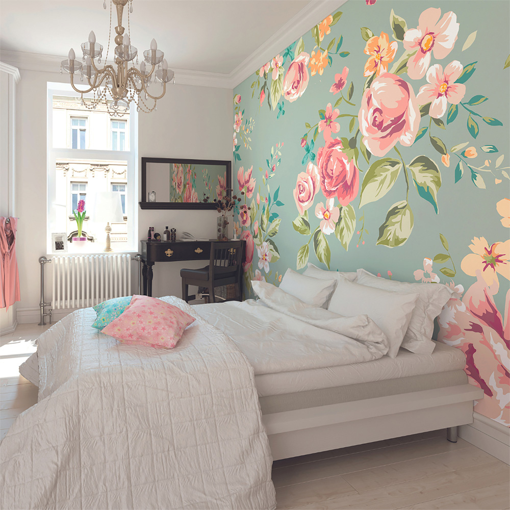 Origin Murals Flowery Blue Wall Mural Image 3