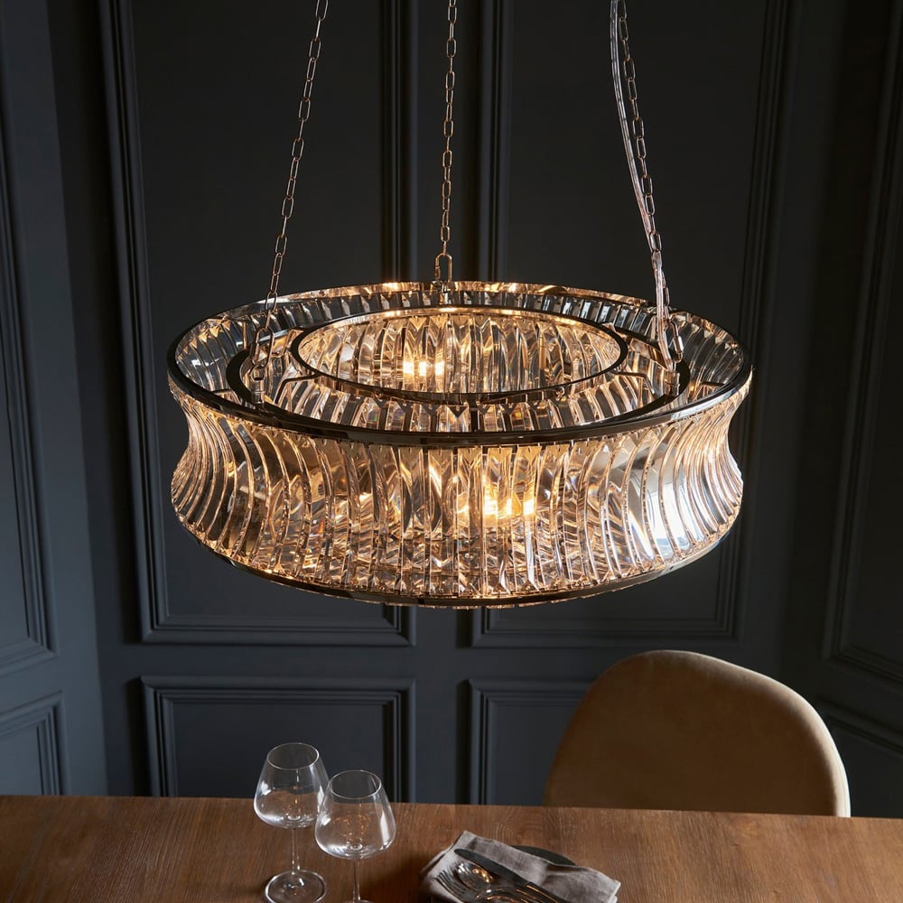 Merano Vittoria Crystal and Clear Glass Bright Nickel Plate Pendant Ceiling Light Image 2