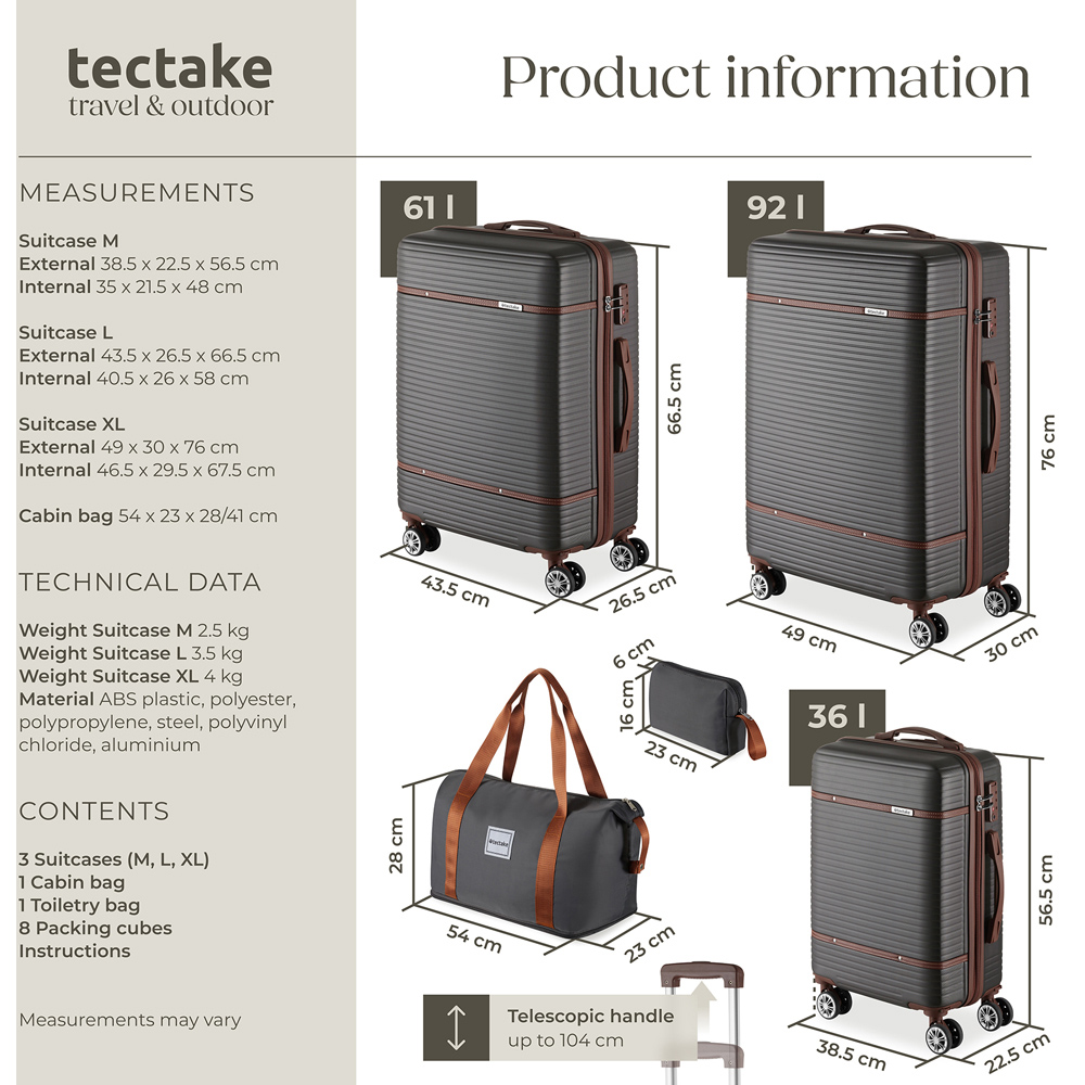 Tectake Madison 13 Piece Anthracite Travel Suitcase Set Image 6