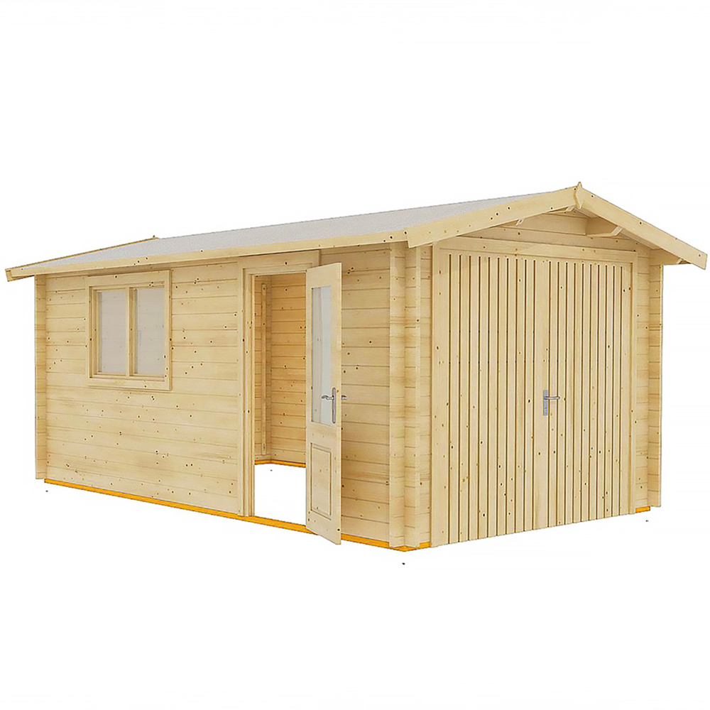 Shire Garage 10 x 17ft Double Door Apex Log Cabin Image 1