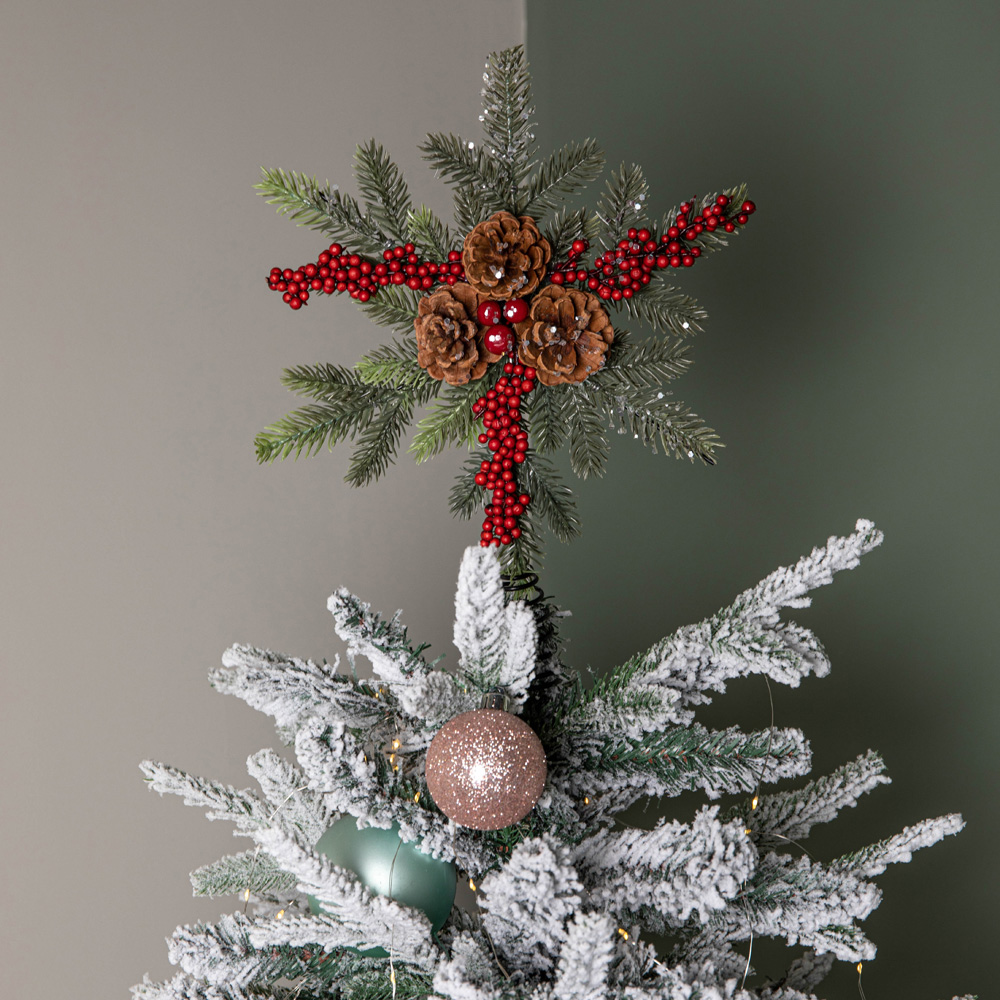 Samuel Alexander Red Berries Pinecones Foliage Christmas Tree Topper 33cm Image 2