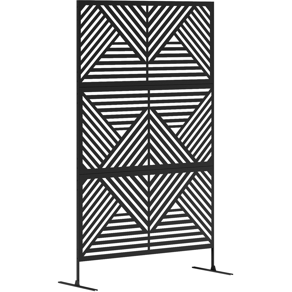 Outsunny Rhombus Black Outdoor Divider Privacy Panel with Stand Image 2
