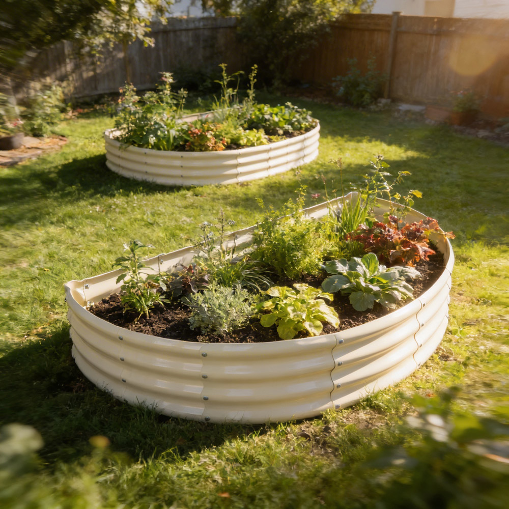 Harbour Housewares Ivory Semicircle Galvanised Steel Raised Garden Bed 60 x 30cm Image 2