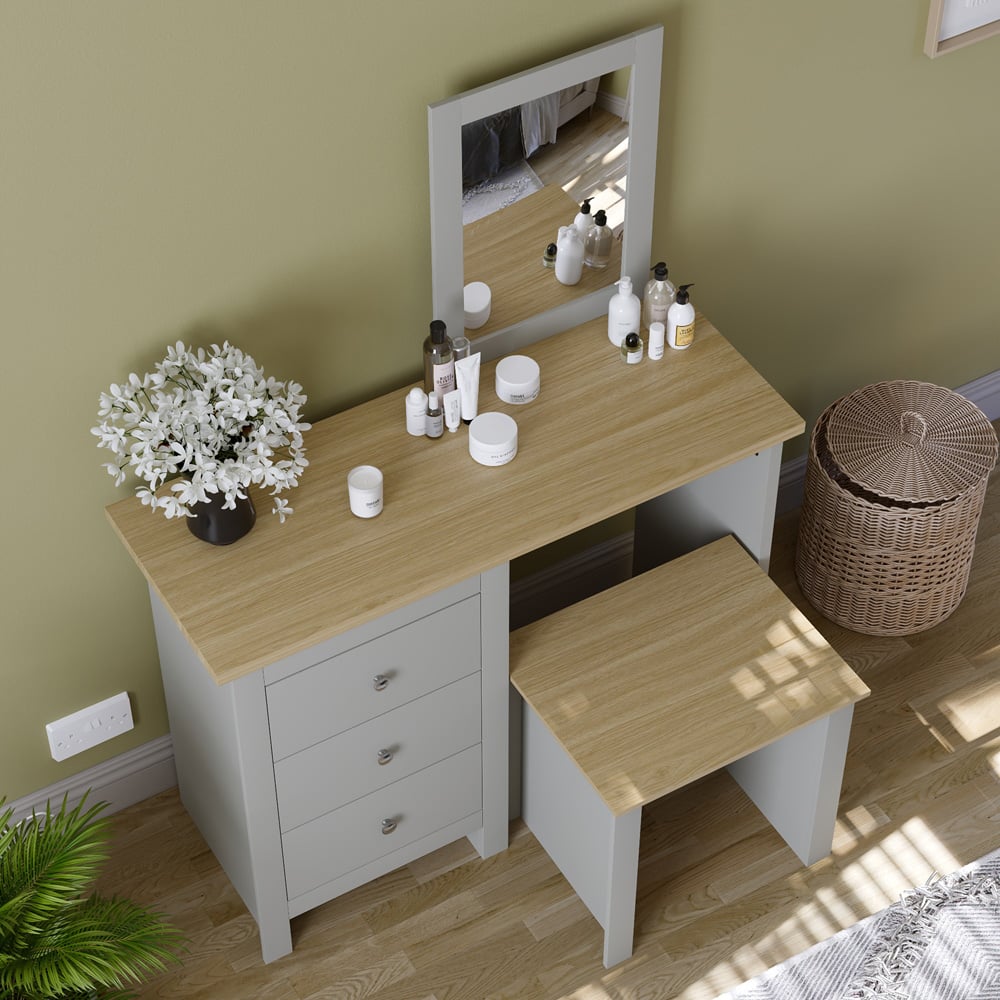 Vida Designs Arlington Grey Dressing Table Set with Mirror Image 5
