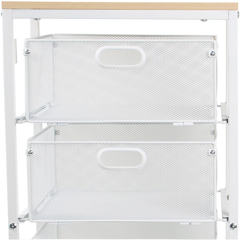 Wood Effect and Mesh Storage Cart White Image 6