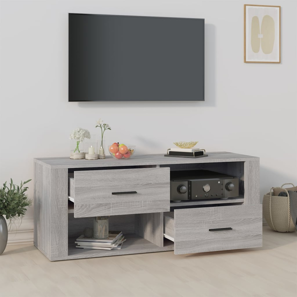 vidaXL 2 Drawer 2 Shelf Grey TV Cabinet Image 8