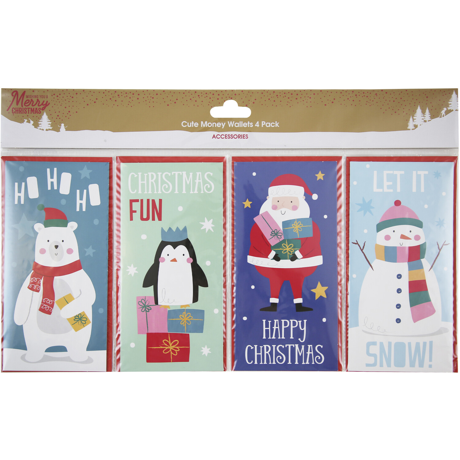 Pack of 4 Christmas Cute Money Wallets Image