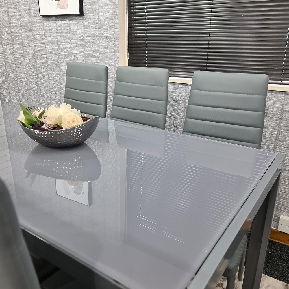 Kosy Koala 6 Seater Glass and Faux Leather Rectangular Dining Set Grey Image 6
