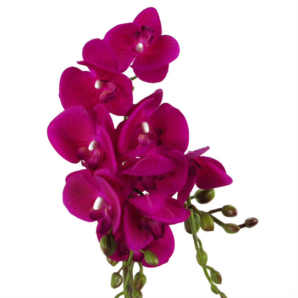 Leaf Dark Pink Orchid Artificial Plant with Gold Pot 54cm Image 2