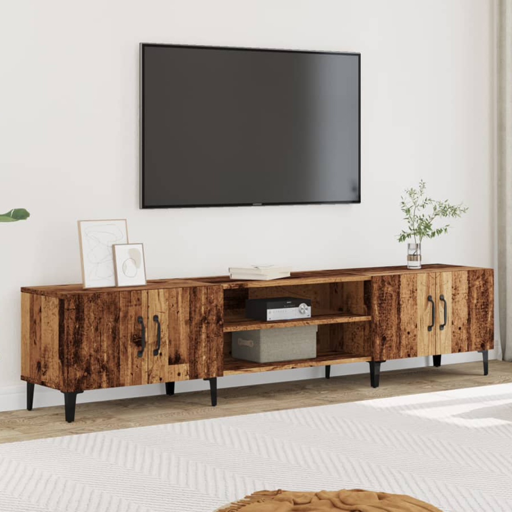 vidaXL 4 Door 2 Open Shelf Old Wood TV Cabinet Image 1