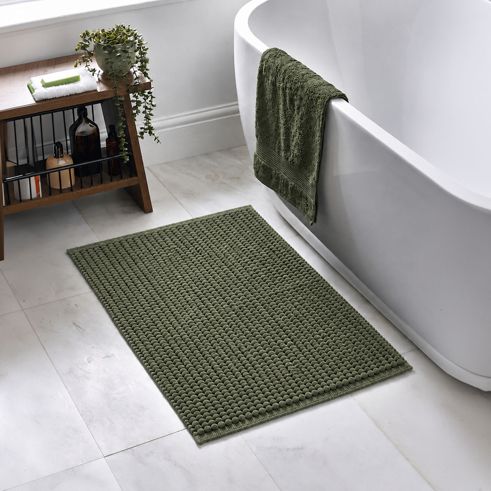 Soft Hand Woven Bath Mat Dark Green Image 2