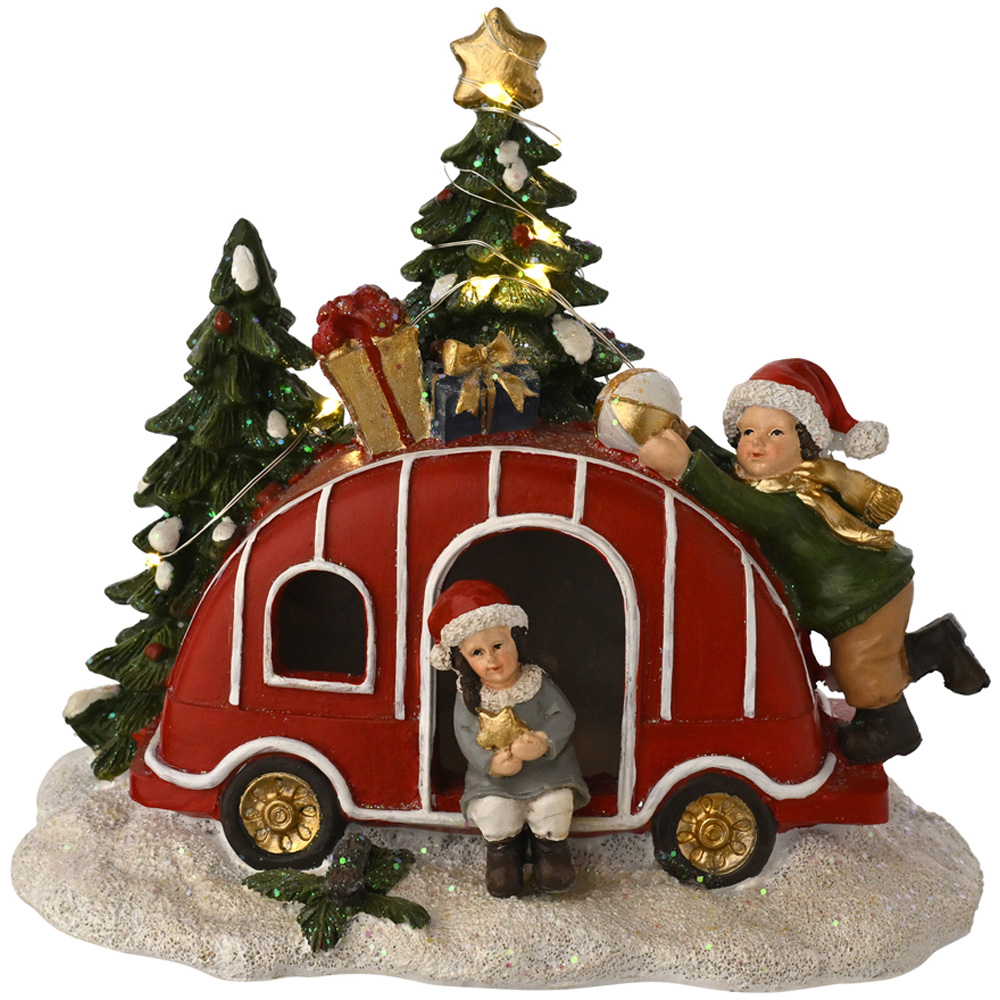 The Seasonal Gift Co Regal Tidings Light Up Christmas Caravan Decoration 16cm Image 3