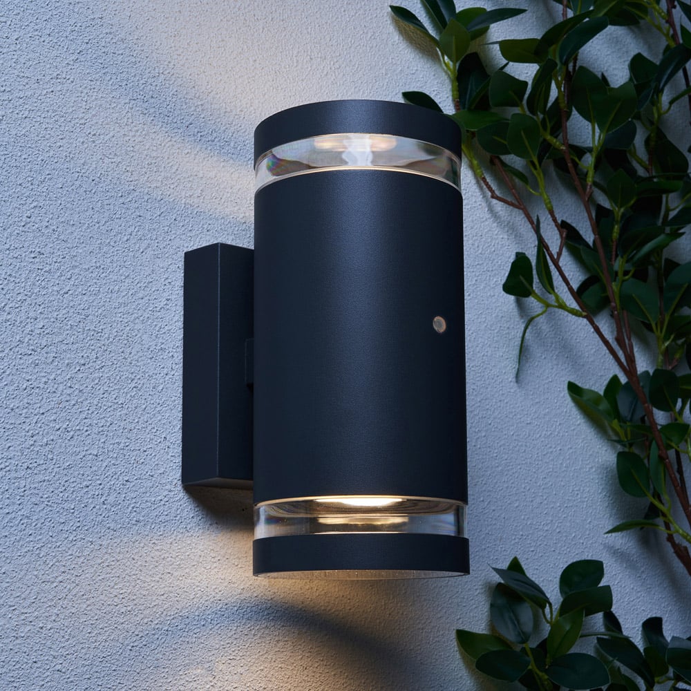 Zink Lens 2 Light Anthracite Photocell Wall Light Image 6