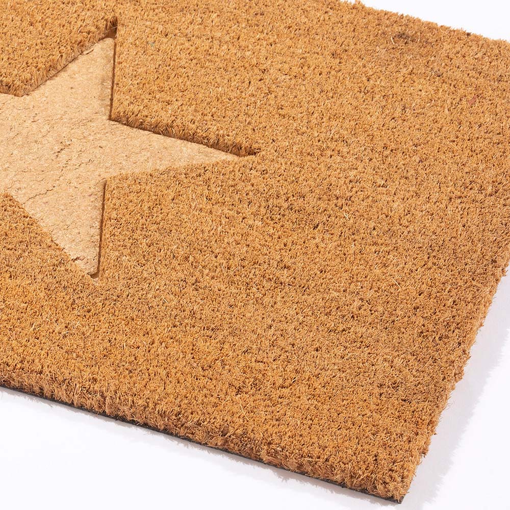 Astley Natural Embossed Star Coir Doormat 40 x 60cm Wilko