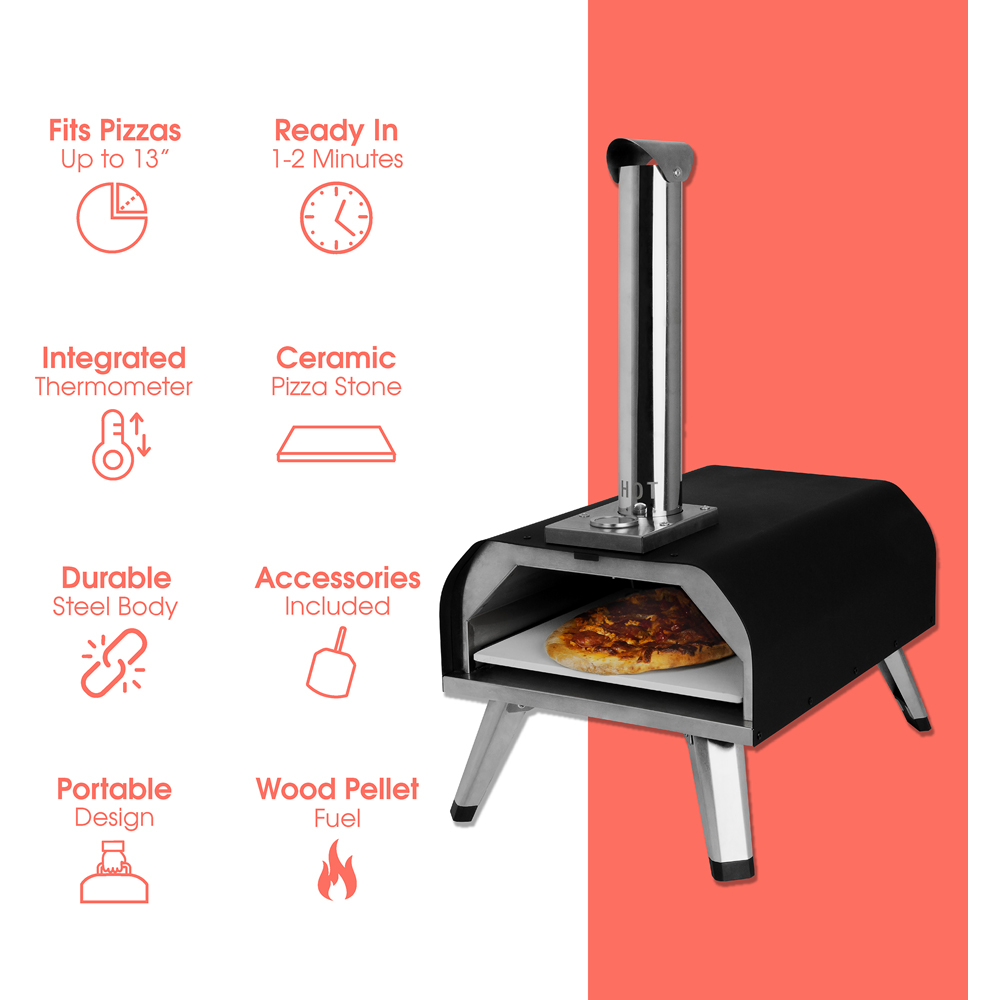 Abode Black 13 inch Wood Pellet Outdoor Pizza Oven with Paddle and Carry Bag Image 8