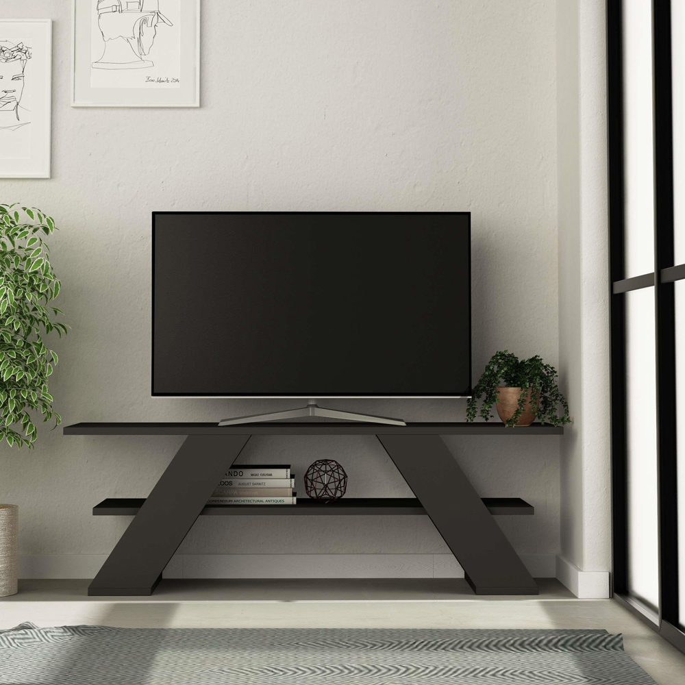 Decortie Farfalla Single Shelf Anthracite Modern TV Unit Image 4