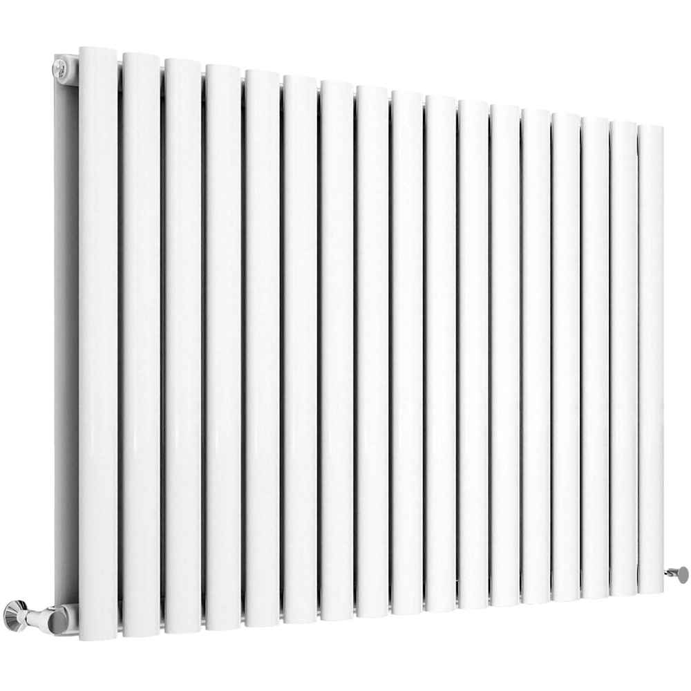 Stech Homes 4582 BTU White Double Panel Horizontal Oval Column Radiator 600 x 1003mm Image 1