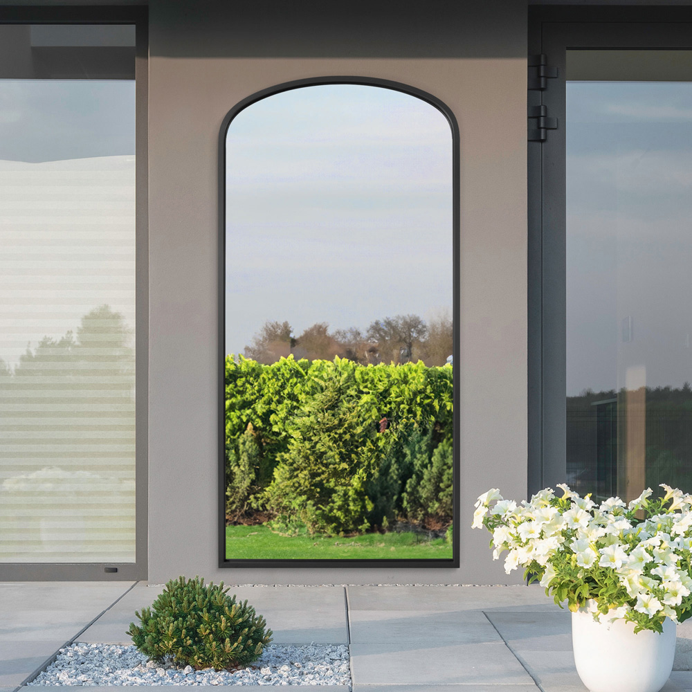 MirrorOutlet The Angustus Black Metal Arched Garden Wall Mirror 170 x 85cm Image 5
