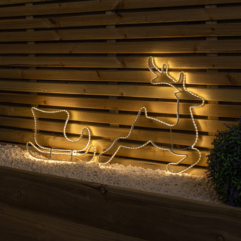 Samuel Alexander 401 Warm White LED Hanging Reindeer and Sleigh Silhouette Christmas Decoration 42cm Image 2