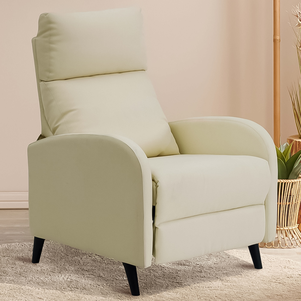 Brooklyn Cream Linen Upholstered Manual Recliner Chair Image 1