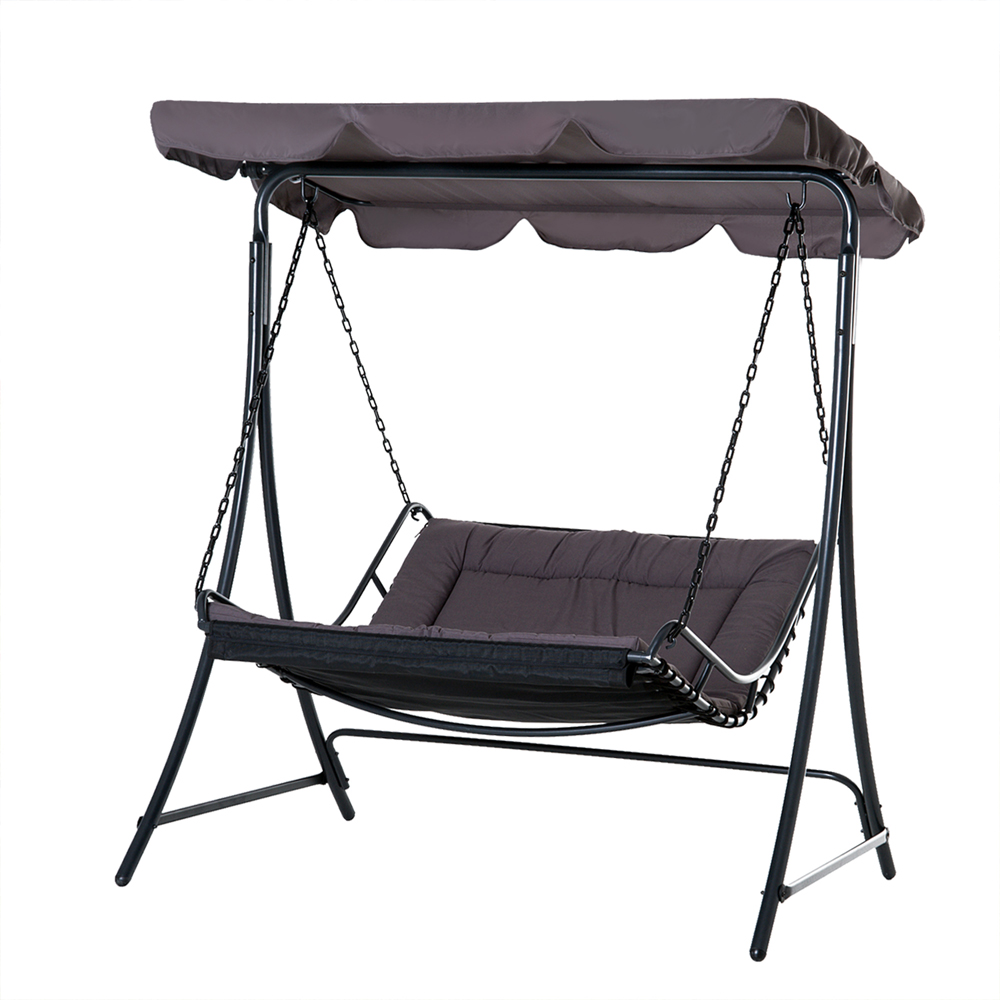 Outsunny 2 Seater Grey Hammock Swing Chair with Canopy Image 2