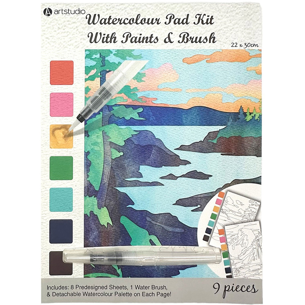 Watercolor Pad Kit with Paints and Brush Image 2