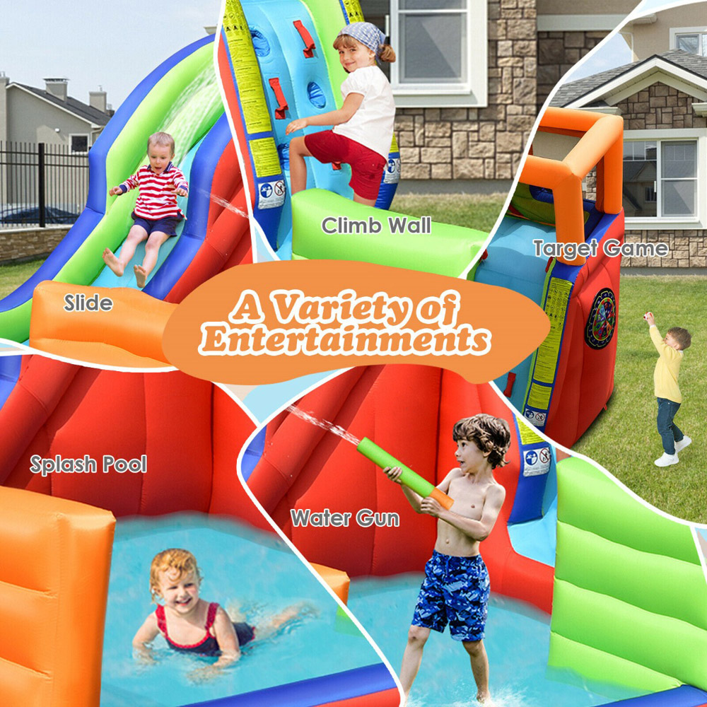 Costway Kids Inflatable Pirate Ship Water Slide with Splash Pool Image 7
