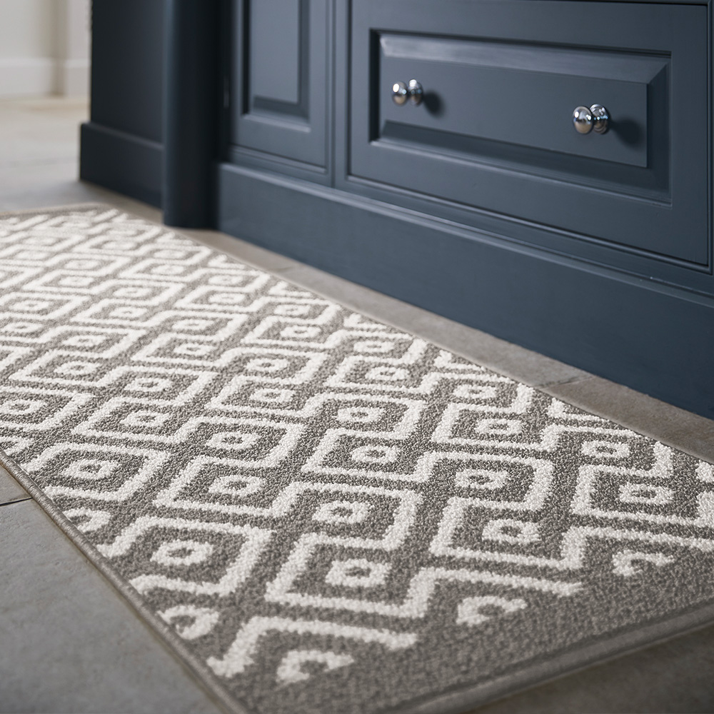 My Mat Silver Geometric Cosy Stain Resistant Runner 67 x 200cm Image 2