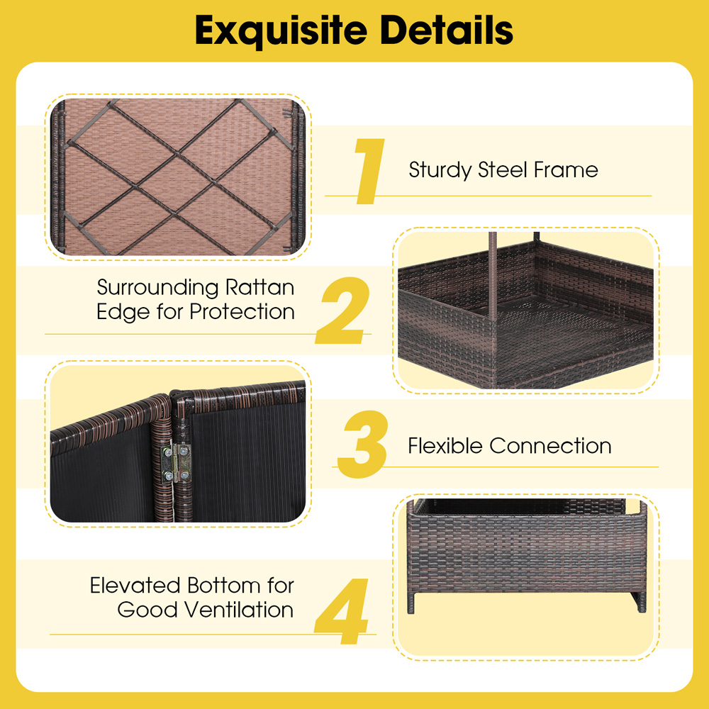 Costway Grey Wicker Dog House with Removable Cushion Image 7