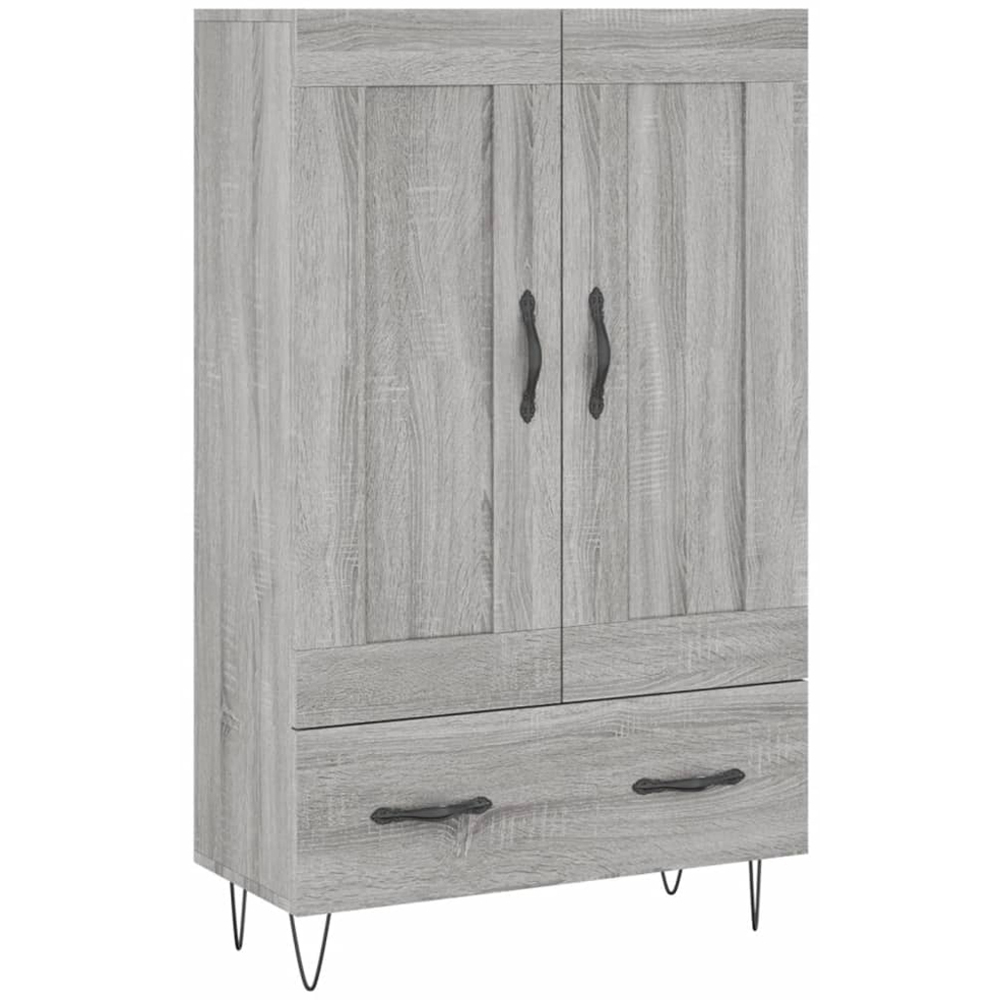 vidaXL 2 Door Single Drawer Grey Sonoma Highboard with Metal Legs Image 2