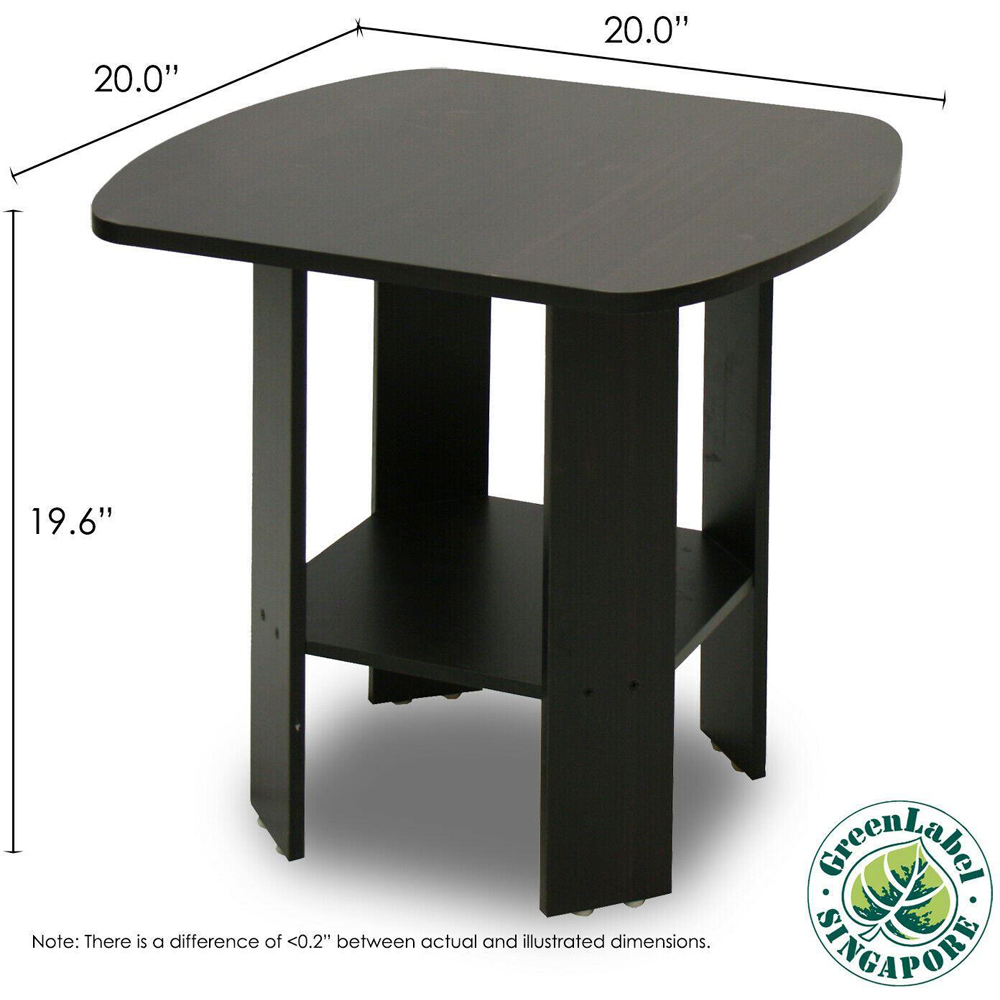 Walplus Espresso Simple Design End Table Set of 2 Image 5