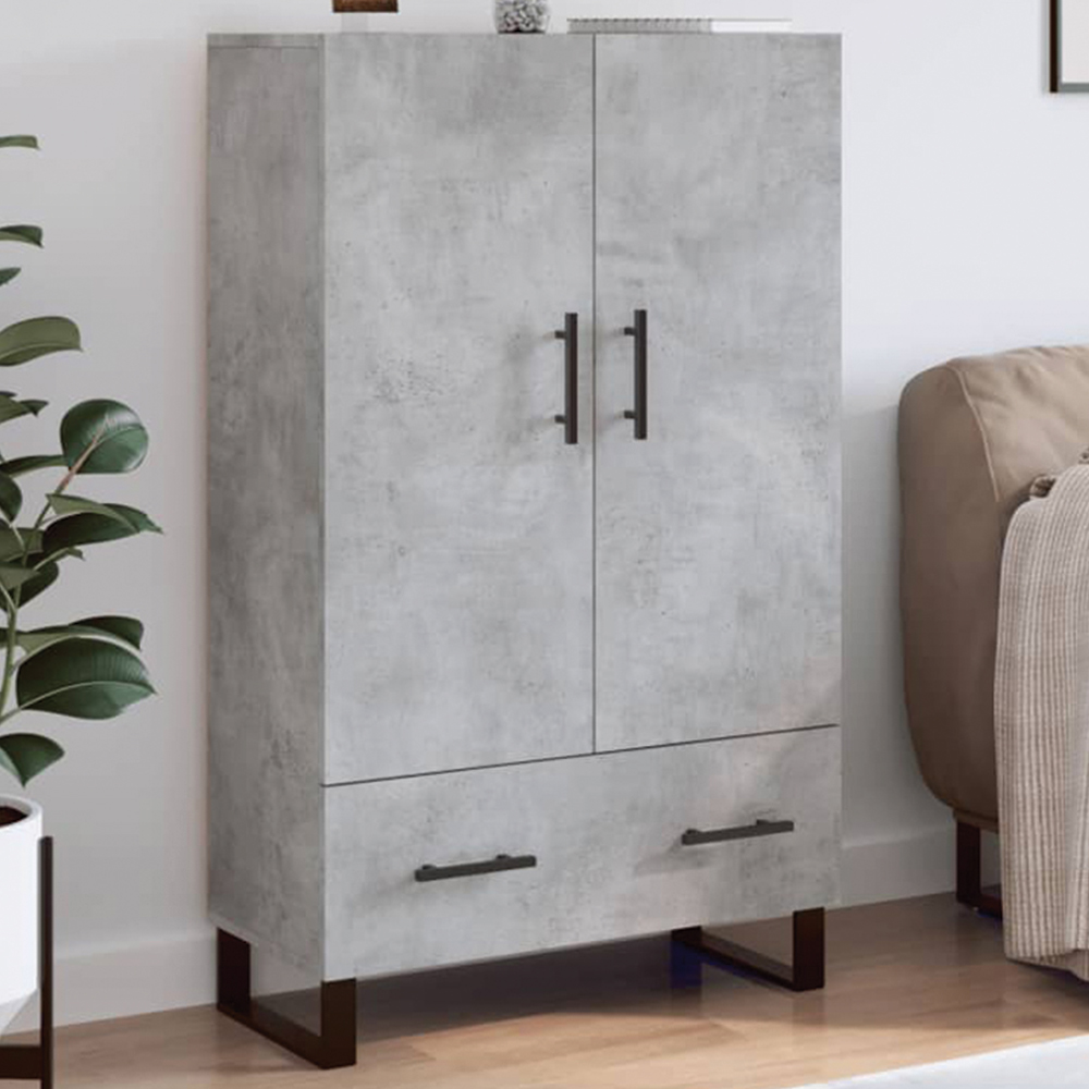 vidaXL 2 Door Single Drawer Concrete Grey Highboard Image 1