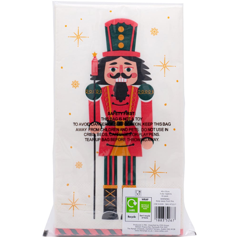 Pack of 16 Nutcracker Napkins - White Image 4