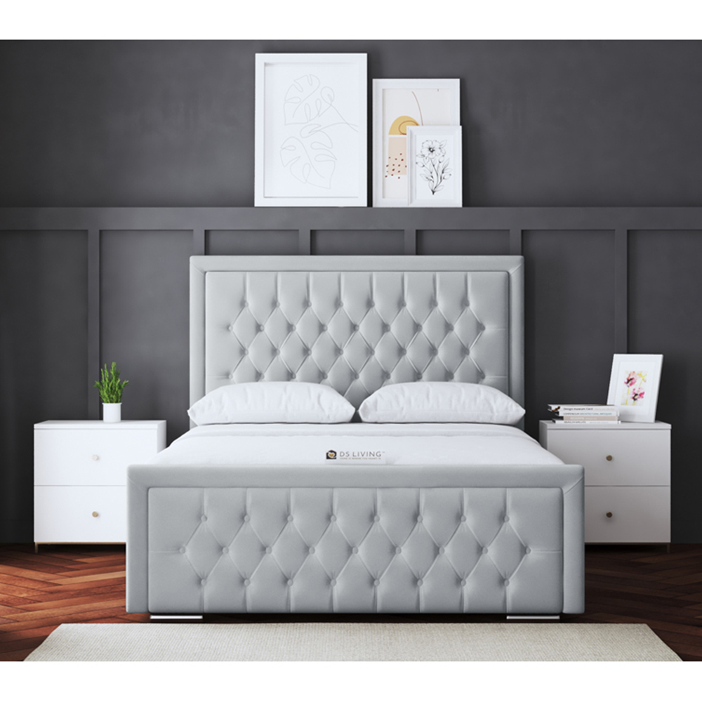DS Living Allegra Single Silver Upholstered Ottoman Bed with Headboard Image 4