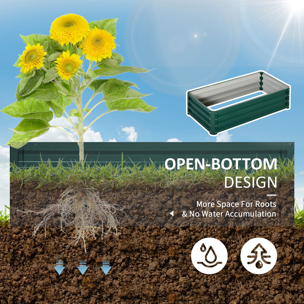 Outsunny Green Galvanised Steel Raised Garden Bed Planter 30.5 x 60 x 120cm Image 5