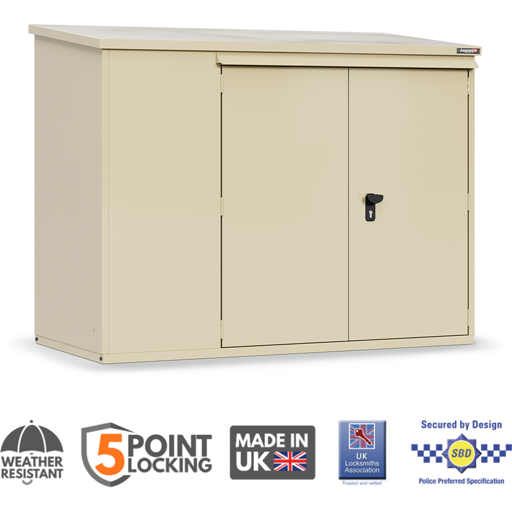 Asgard Annexe Secured by Design 6 x 3ft Cream Metal Garden Shed with Floor and 5 Point Locking Image 3