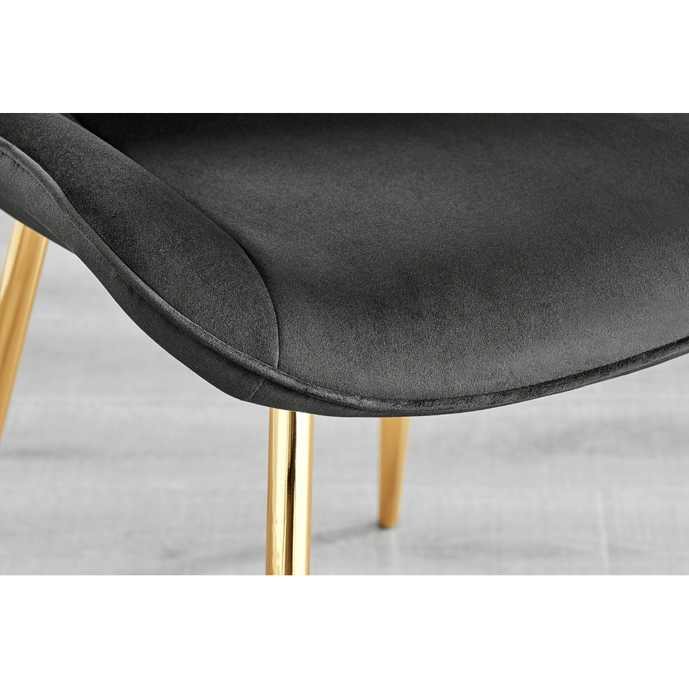 Furniturebox Cesano Set of 2 Black and Gold Velvet Dining Chair Image 7