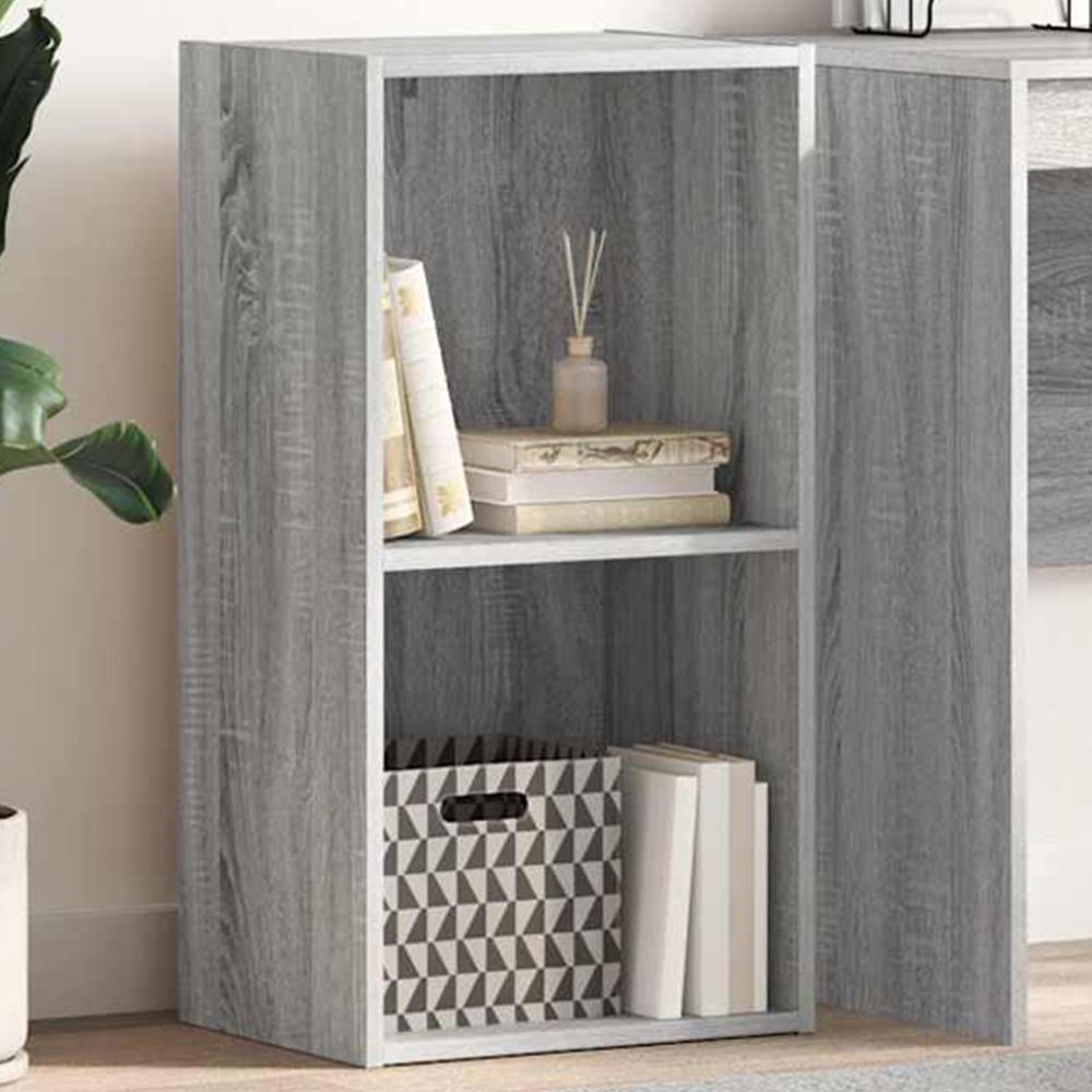 vidaXL 2 Shelf Grey Sonoma Small Bookcase Image 1