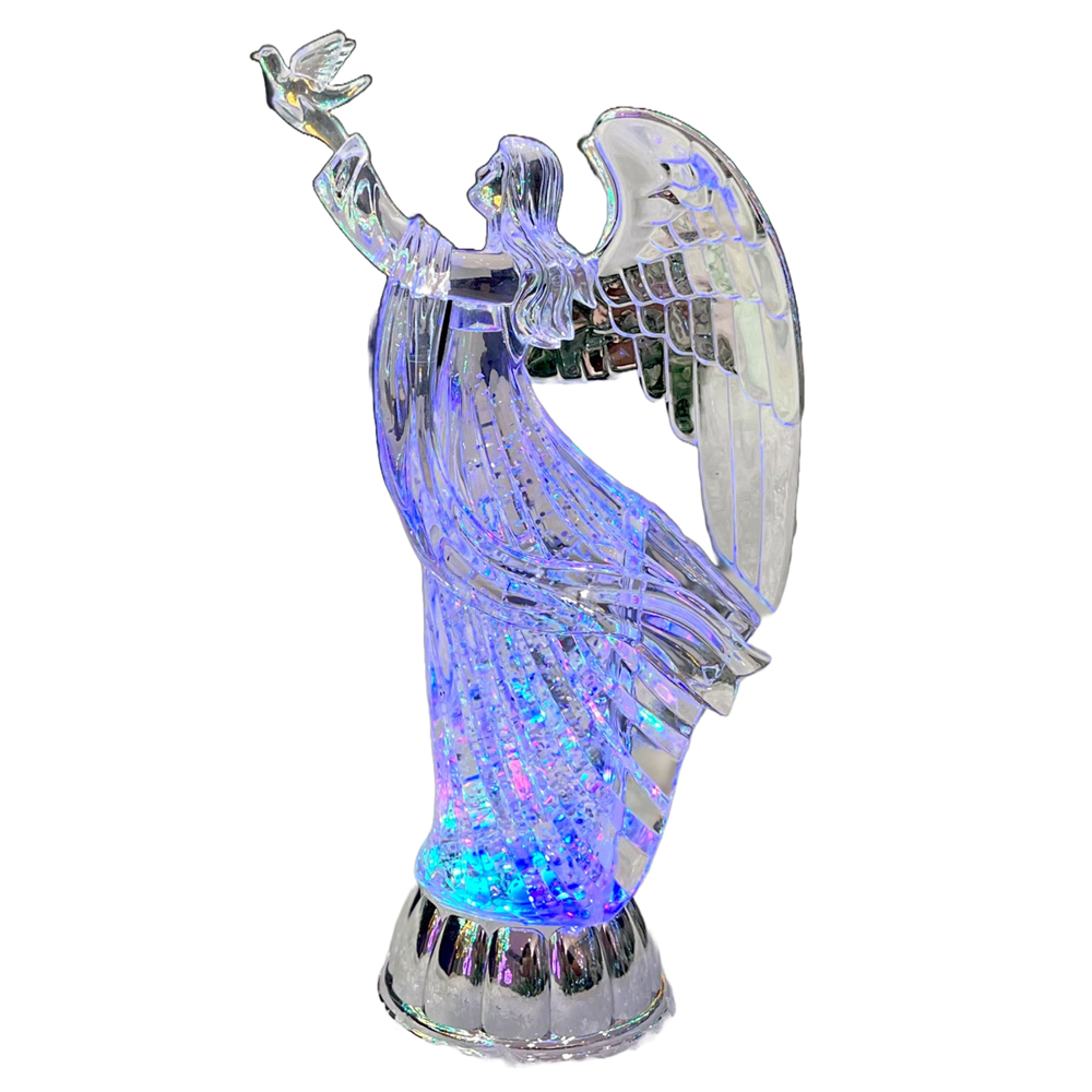 Shatchi Battery Powered LED Acrylic Swirling Glitter Angel Figure Image 3