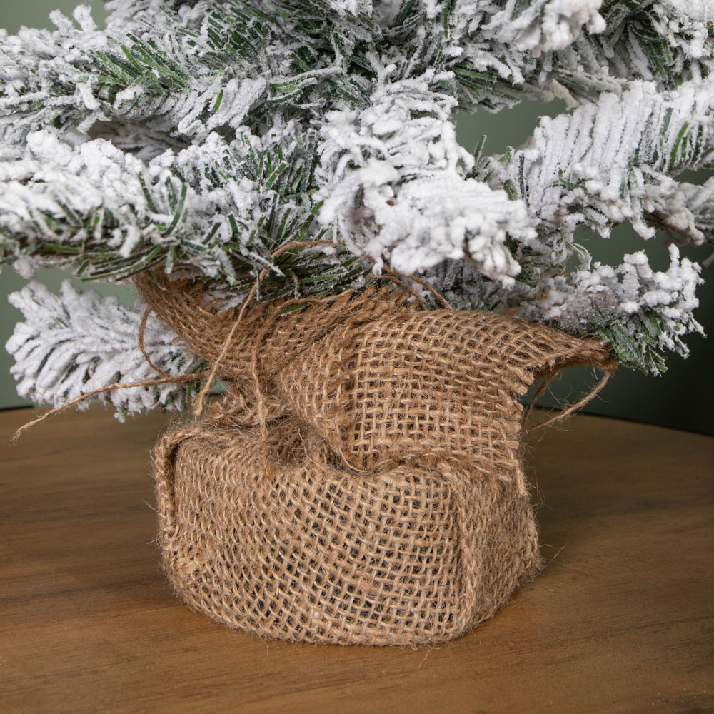 Samuel Alexander Mini Imperial Snow Flocked Christmas Tree in Burlap Base 60cm Image 6