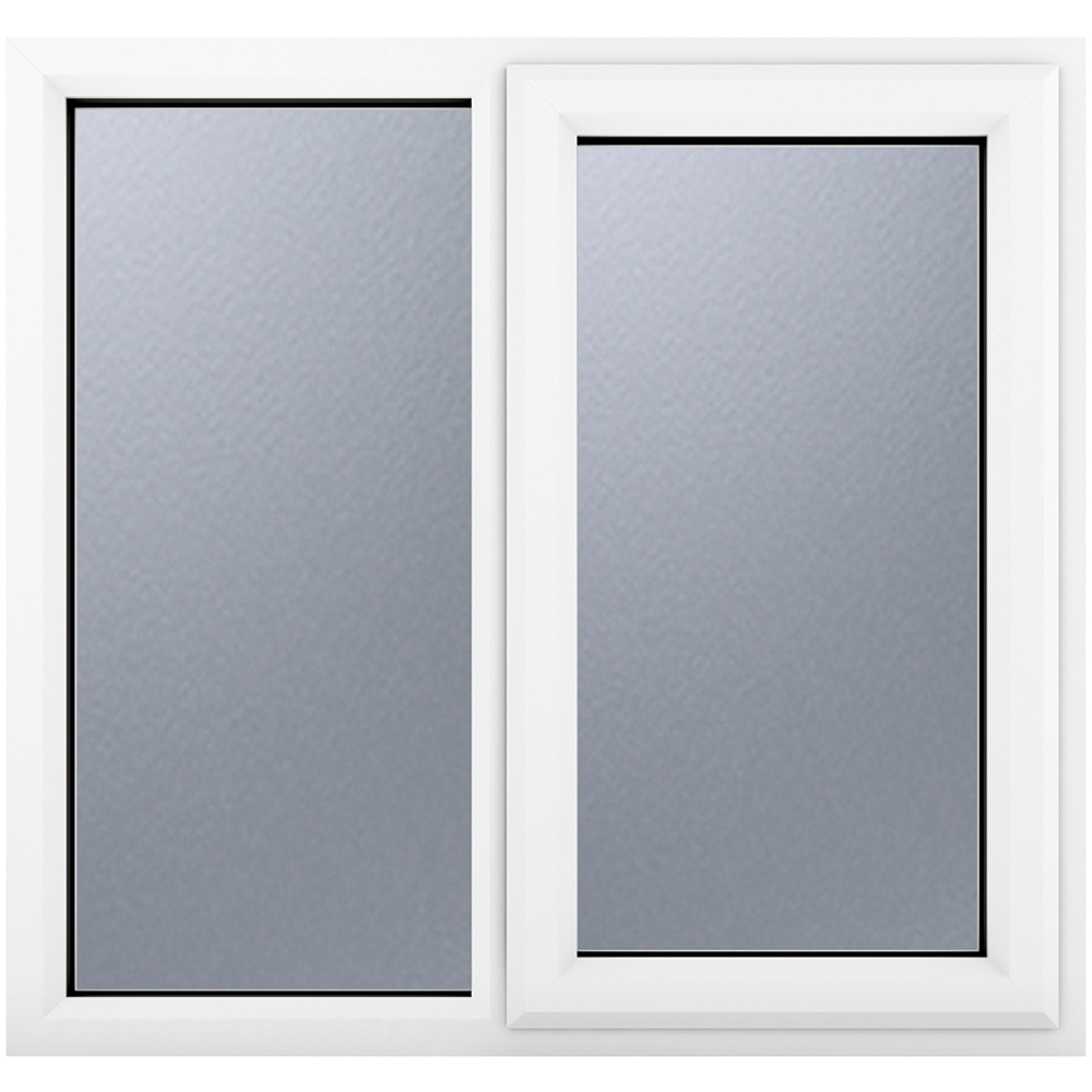 Crystal uPVC Triple Glazed Window RH Side Hung Next to a Fixed White Obscure Glass 1190x1115mm Image 1