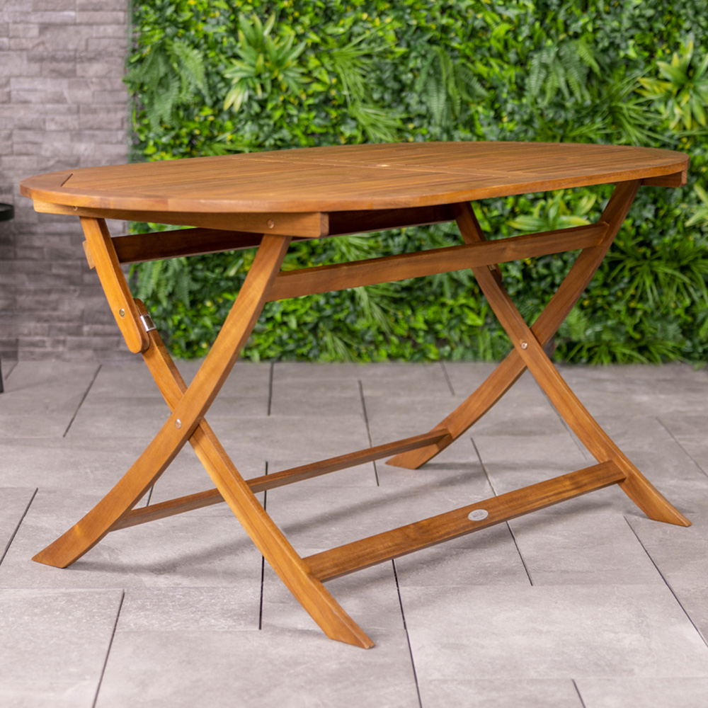 Charles Bentley Acacia 6 Seater Oval Folding Dining Table Image 1
