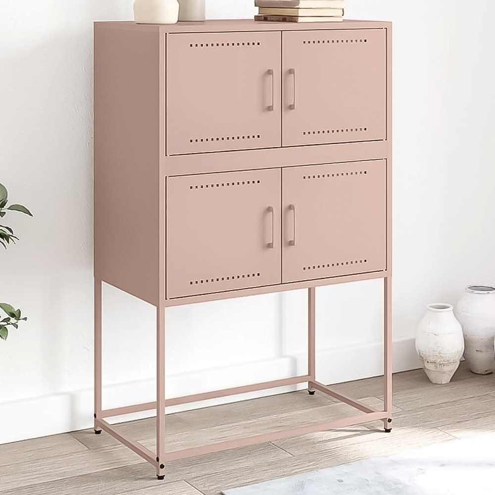 vidaXL 4 Door Pink Steel Industrial Style Sideboard Image 1